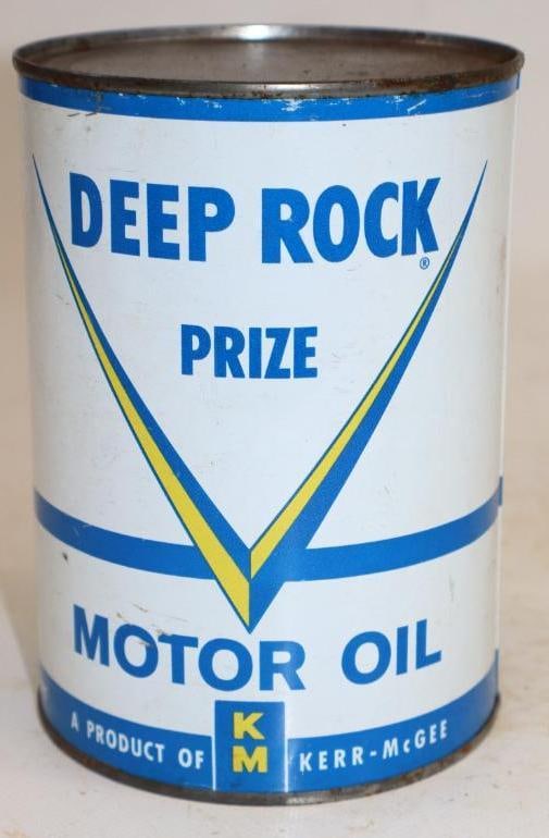 Deep Rock Prize One Quart Metal Oil Can: Empty. 4" x 4" x 5.5"