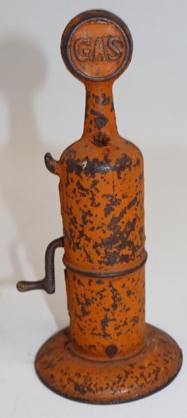 Cast Iron Early Toy Gas Pump: 2.75" x 2.75" x 6.25"