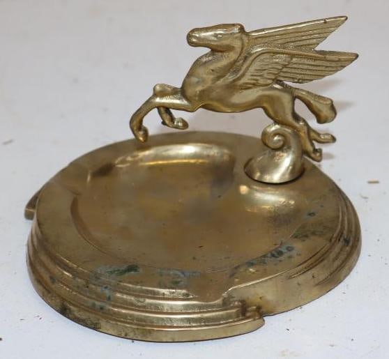 Socony Vacuum Mobil Pegasus Advertising Brass Ashtray (1 of 3)