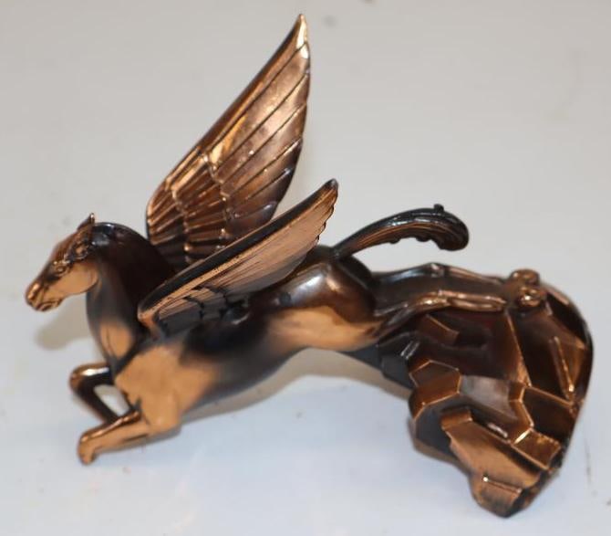 Socony Vacuum Mobil Pegasus Advertising Bronze Flying Horse: 3" x 4.5" x 5"