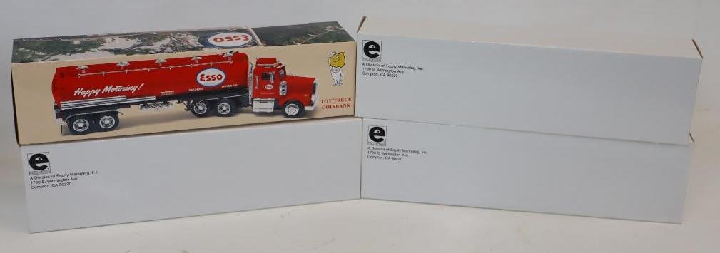 Group of 4 American and Esso Gas Station Toy Tanker Truck in Original Boxes: 15.75" x 4" x 2.75" each