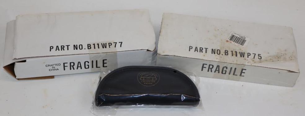 Group of 2 Franklin Mint Texaco Gas Pump Shaped Collector Knives in Original Boxes: Boxes measure 4.5" x 9.5" x 2"