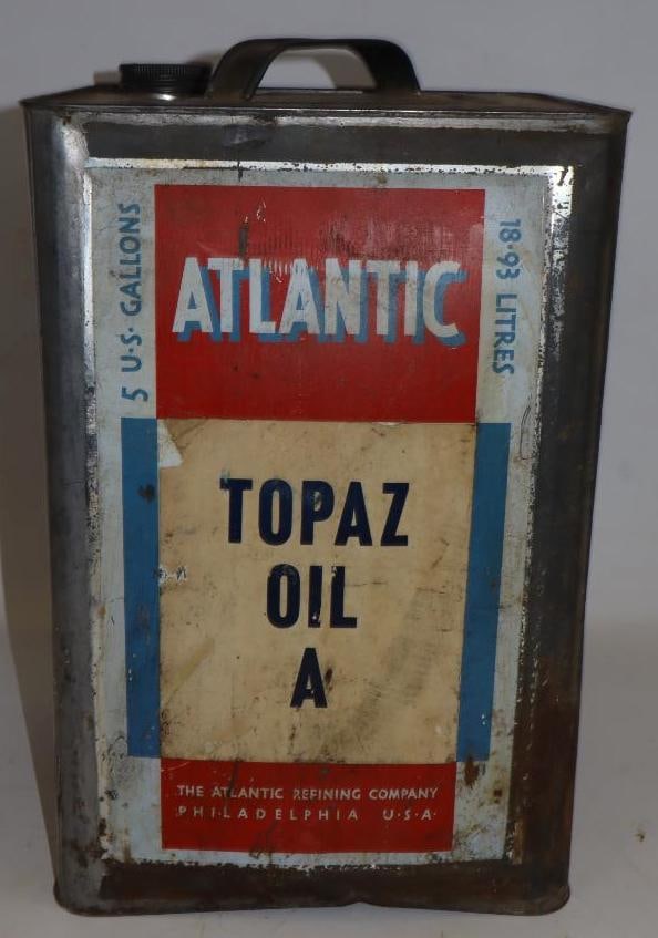 Atlantic Topaz Square Metal Five Gallon Oil Can: 9.5" x 9.5" x 14.25"