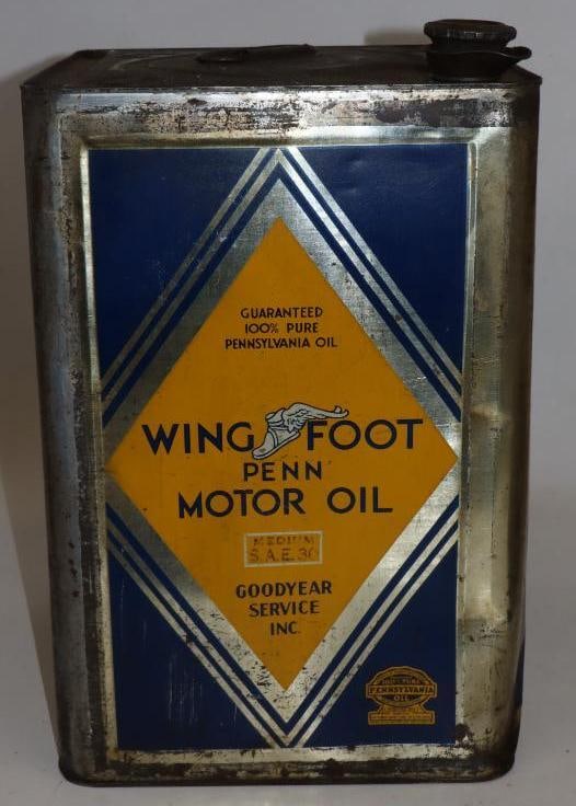 Goodyear Wingfoot Penn Square Metal Five Gallon Oil Can: 9.5" x 9.5" x 14.25"