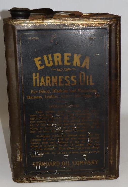 Standard Oil of Indiana Eureka Harness Square Metal Five Gallon Oil Can: 9.5" x 9.5" x 14.25"