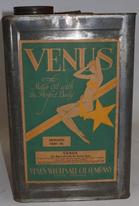 Venus Zero Square Metal Five Gallon Oil Can with Paper Label (1 of 5)