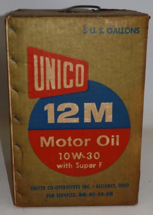 Unico 12M Square Metal Five Gallon Oil Can with Original Cardboard Box: 9.5" x 9.5" x 14.25"