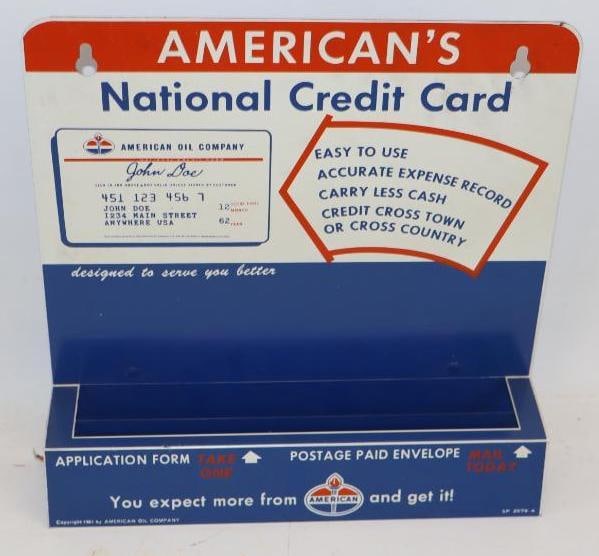 1961 American National Credit Card Application Advertising Display Rack: 9" x 3" x 9"