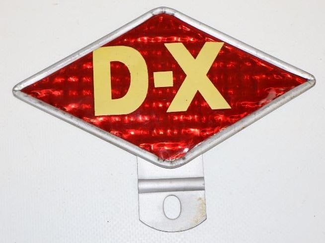 D-X NOS Advertising License Plate Topper: 5.5" x 4" is marked Dura Products
