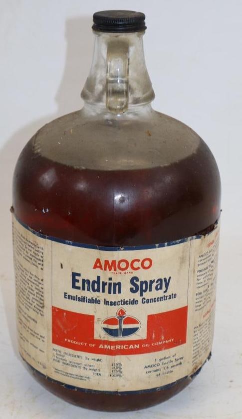 Amoco Endrin Insecticide Spray One Gallon Bottle with Paper Label: 5" x 5" x 12.5"