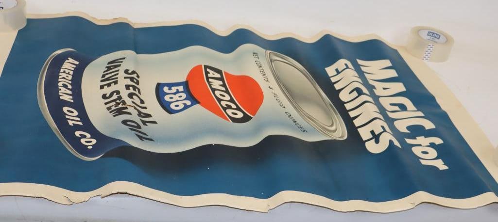 Group of 2 Penn Amoco & 586 Oil Can Advertising Gas Station Posters: 42" x 28" each