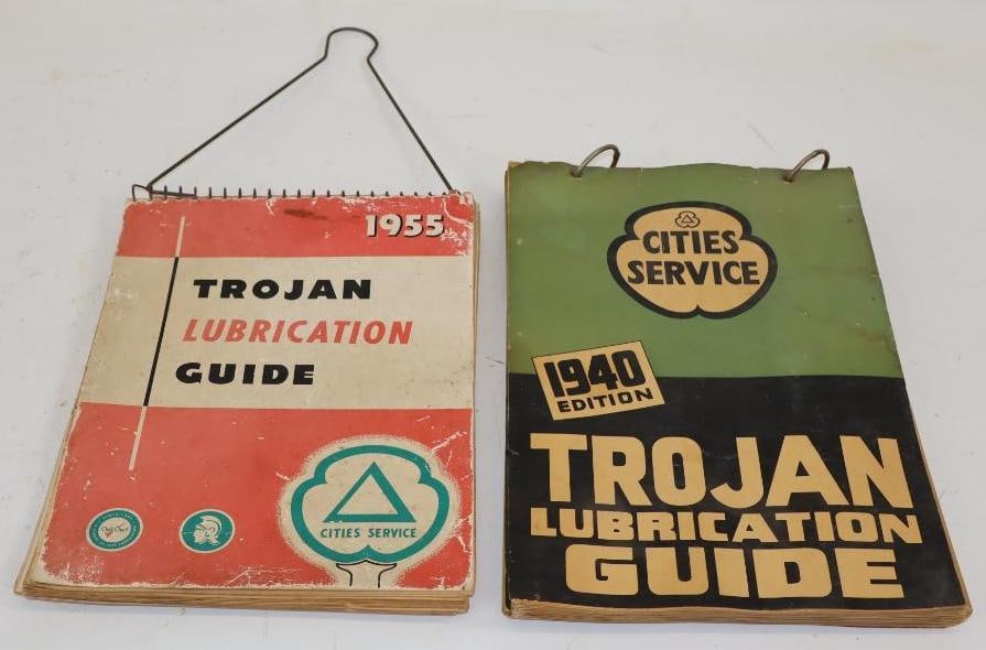 Group of 2 - 1940 & 55 Cities Service Lubrication Guides: largest is 9.25" x 13" x 2"