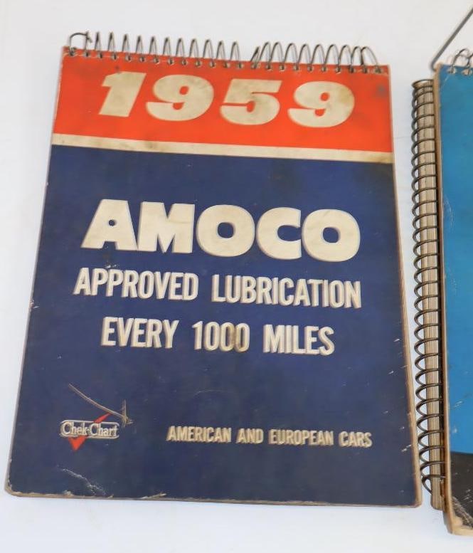Group of 3 - 1940's & 50's Amoco & Sunoco Lubrication Guides: 9" x 12" x 1.5" each