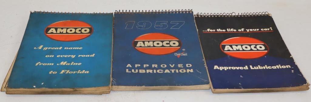 Group of 3 - 1940's & 50's Amoco Lubrication Chart Books: 9" x 12.5" x 1" each