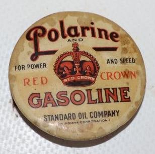 Standard Oil Polarine Red Crown Pinback Badge: 1.25" x 1.25"