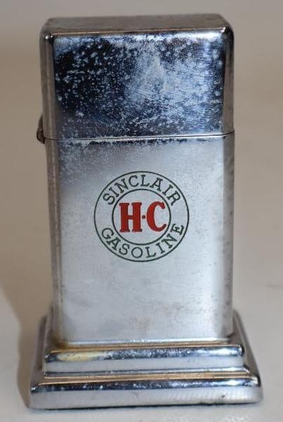 Sinclair AC Gasoline Tabletop Refillable Advertising Lighter: 2" x 1.5" x 3.25"