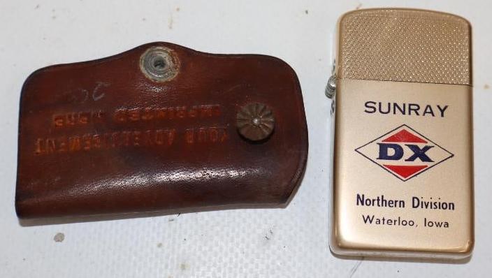 Group of 2 D-X Park Refillable Lighter & Leather Key Protector: Largest is 2.5" x 1.5"