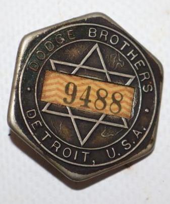 Dodge Brothers Employee Pinback Badge: 1.25" x 1.25"