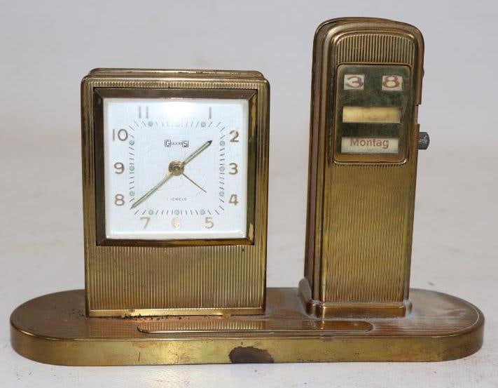 Rare VTG German Gas Pump Spark Flint Striker Lighter Desk Calendar Alarm Clock: 7" x 2.25" x 5.5"
