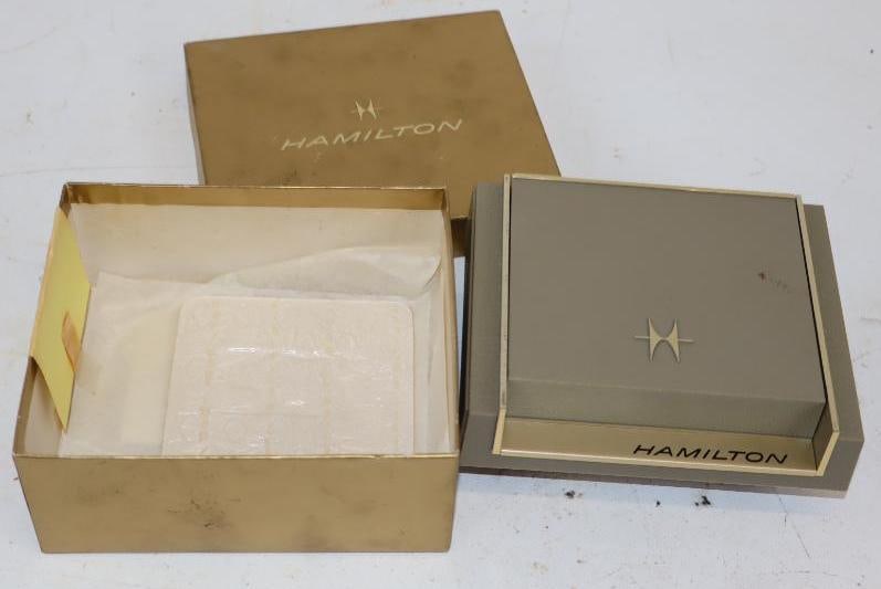 Hamilton 17 Jewel Shock Resistant Amoco Advertising Self Wind Watch in Original Box: box measures 4.5" x 5.5" x 2.5"