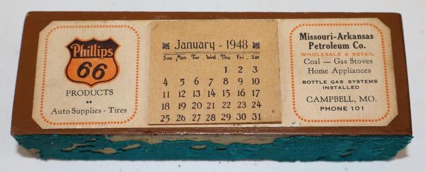 1948 Phillips 66 Missouri-Arkansas Petroleum Company Advertising Desktop Pencil Holder: 5.25" x 1.5" x 1.75"