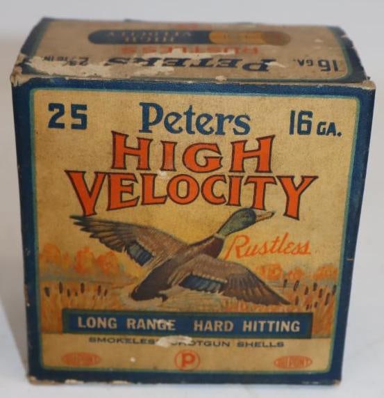 Peters High Velocity Long Range 16 Gauge Shotgun Shell Graphic Box: 4" x 4" x 2.5"