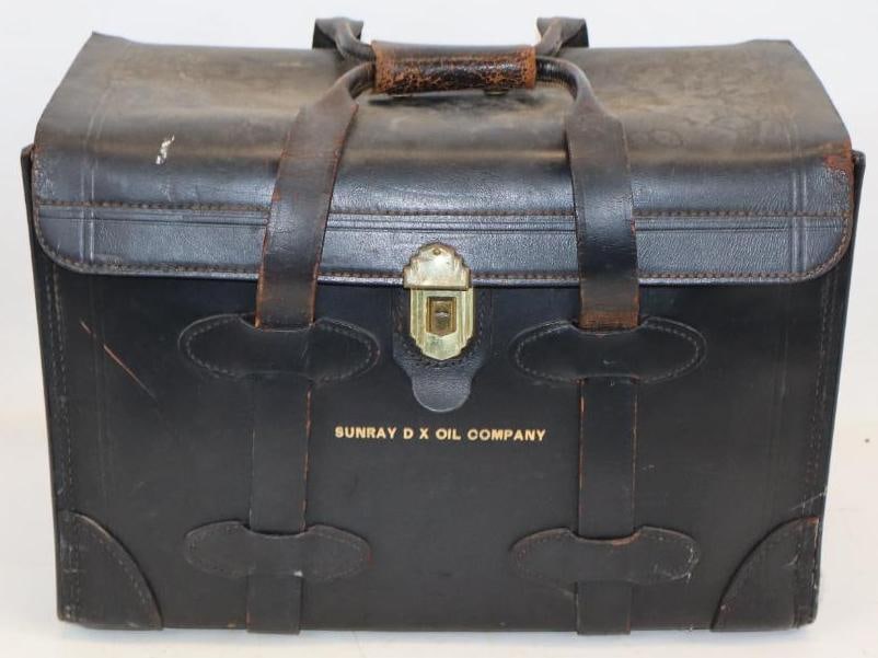 Sunray DX Oil Company Leather Briefcase: 17.5" x 11.5" x 13"