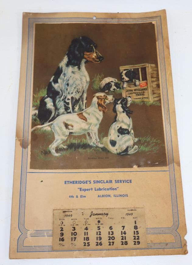 1949 Etheridge's Sinclair Service Station Advertising Calendar: 9.5" x 15.5"