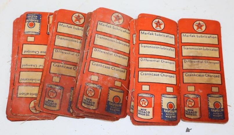 Group of 20 Texaco & Havoline Oil Change Reminder Tags: 1.5" x 3.5" each