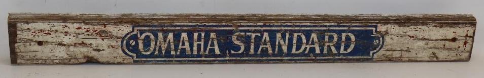 Omaha Standard Hand Painted Wooden Sign: 36.5" x 3.5" x 1.75"