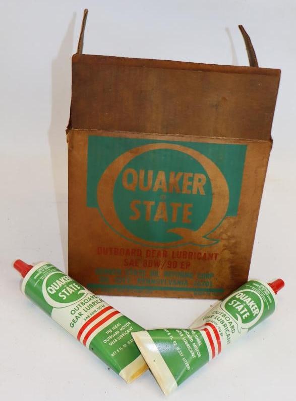 Group of 5 Quaker State Half-pint Outboard Grease Tubes in Original Box: Box measures 6.5"x 9" x 9"