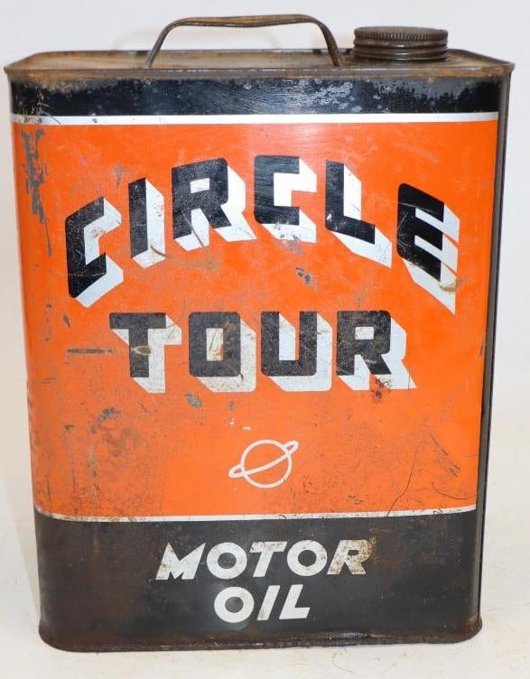Deep Valley Circle Tour Two Gallon Metal Oil Can: 5.5" x 8.5" x 11.25"