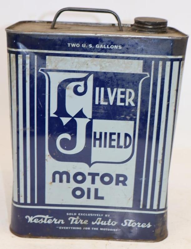 Silver Shield Two Gallon Metal Oil Can: 5.5" x 8.5" x 11.25"
