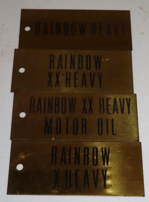 Group of 4 Rainbow Oil Brass Identification Tags: 3.5" x 1.5" each