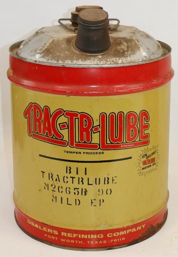 Trac-Tr-Lube Five Gallon Round Metal Oil Can: 11" x 11" x 15"