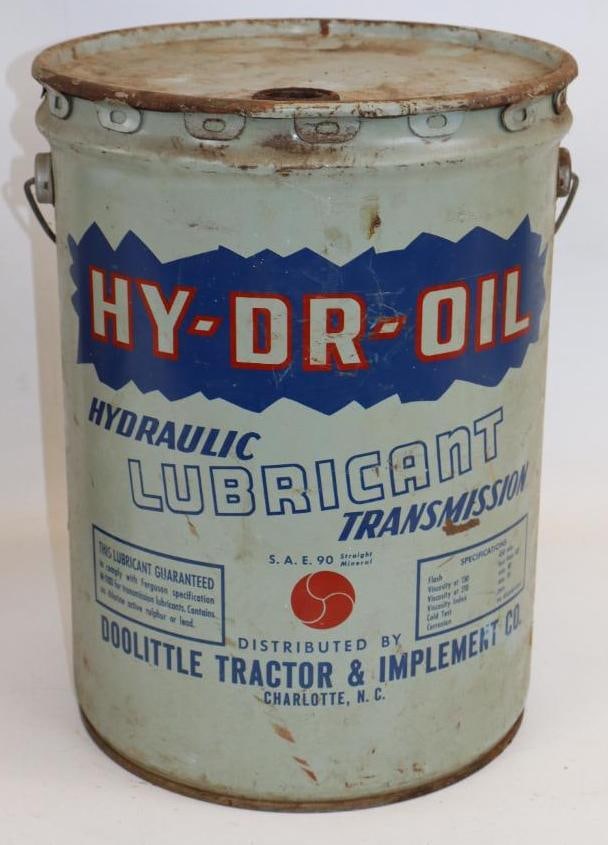 Doolittle Tractor and Implements Hy-Dr-Oil Thirty Five Pound Grease Can: Missing top cap. 11.5" x 11.5" x 16.25"