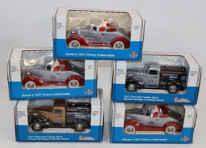 Group of 5 Amoco Heritage of Quality Series Die Cast Gas Station Toy Trucks in Original Boxes: 8" x 4" x 4" each