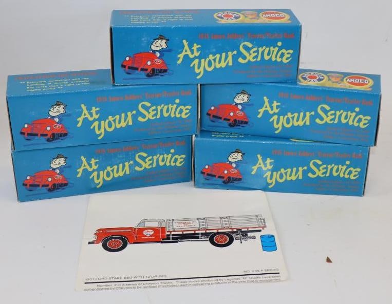 Group of 5 Amoco Ertl Diamond Rio Tractor Trailer Bank in Original Boxes: 8.5" x 2.5" x 3" each