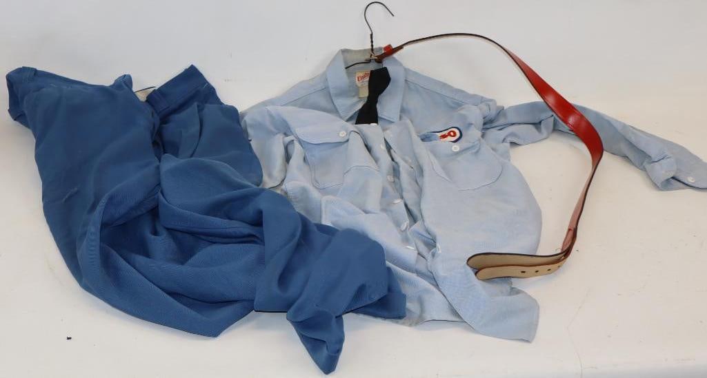 Unitog Esso Service Station Attendant Shirt, Pant, Bowtie, & Belt: Shirt is 15.5 Medium, pants are 35