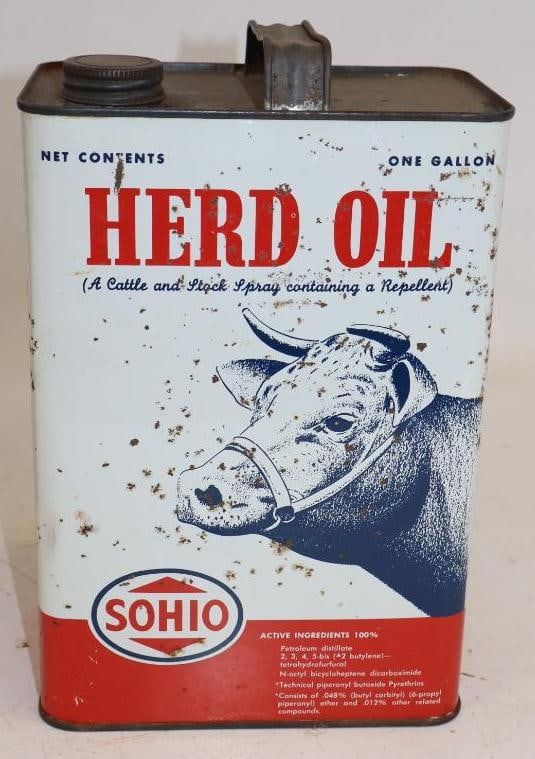 Sohio Herd Oil One Gallon Metal Oil Can: 4" x 6.75" x 10"