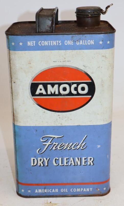 Amoco French Dry Cleaner One Gallon Metal Oil Can: 4.5" x 5.5" x 10.5"