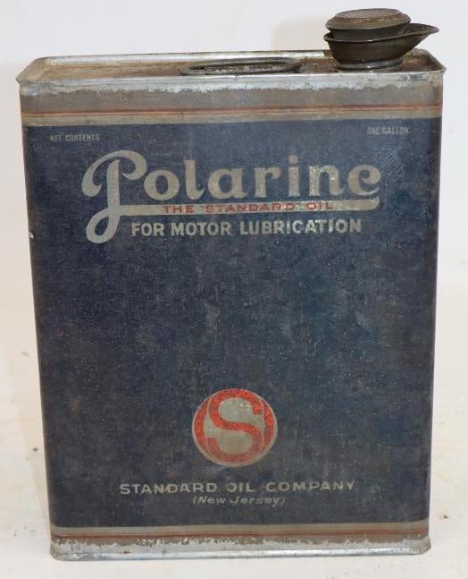 Standard Oil of New Jersey Polarine Slim One Gallon Metal Oil Can: 3" x 8" x 11"