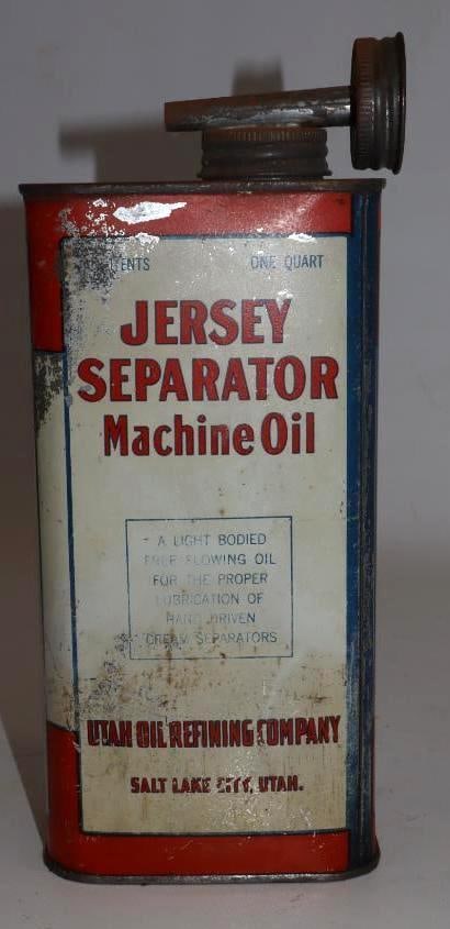 Utah Oil Refining Jersey Separator One Quart Machine Oil Can: 2.5" x 3.75" x 8.5"