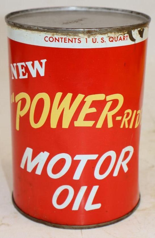 Royal Oil Power-Ride One Quart Metal Oil Can: Empty. 4" x 4" x 5.5"
