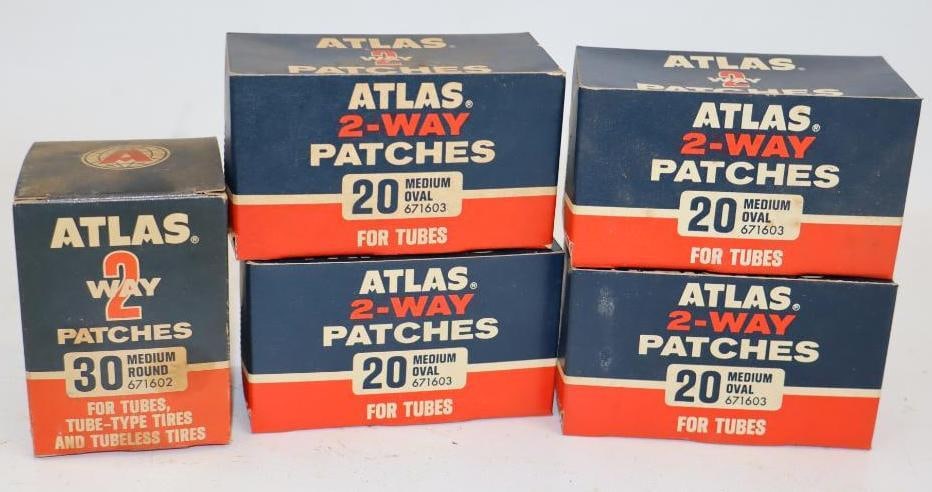 Group of 5 Atlas Two Way 20 & 30 Count Patches in Original Boxes: Largest is 4" x 2" x 2.25"