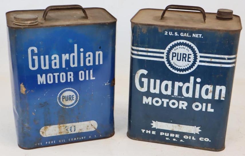 Group of 2 Pure Guardian Two Gallon Metal Oil Cans: 5.5" x 8.5" x 11.25" each