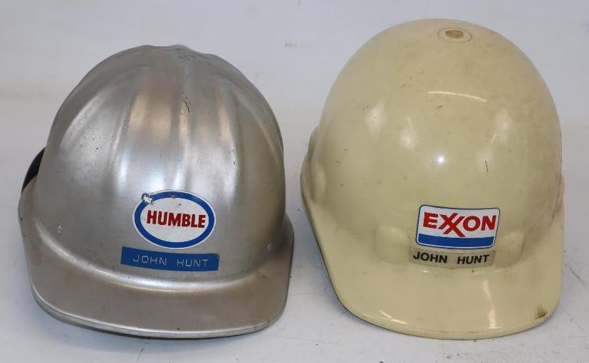 Group of 2 Humble & Exxon Advertising Hardhats: 8.5" x 11" x 5" each