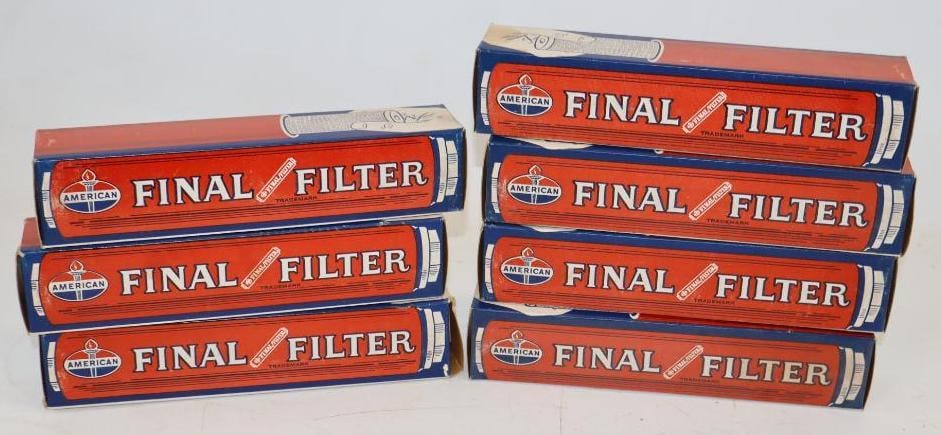 Group of 7 American Oil Burner Final Filters in Original Boxes: 1.75" x 1.75" x 8.25" each