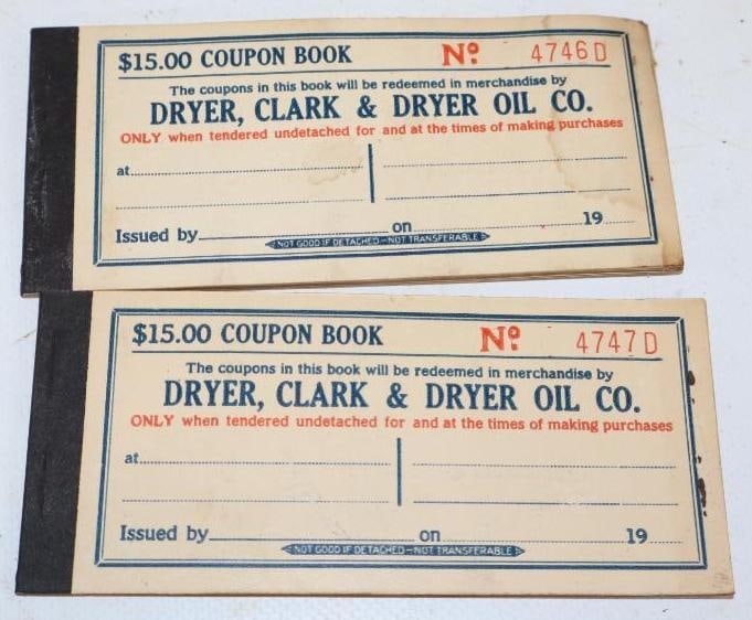 Group of 2 Mother Penn Motor Oil Unused Stamp Books: 5" x 2.25" each