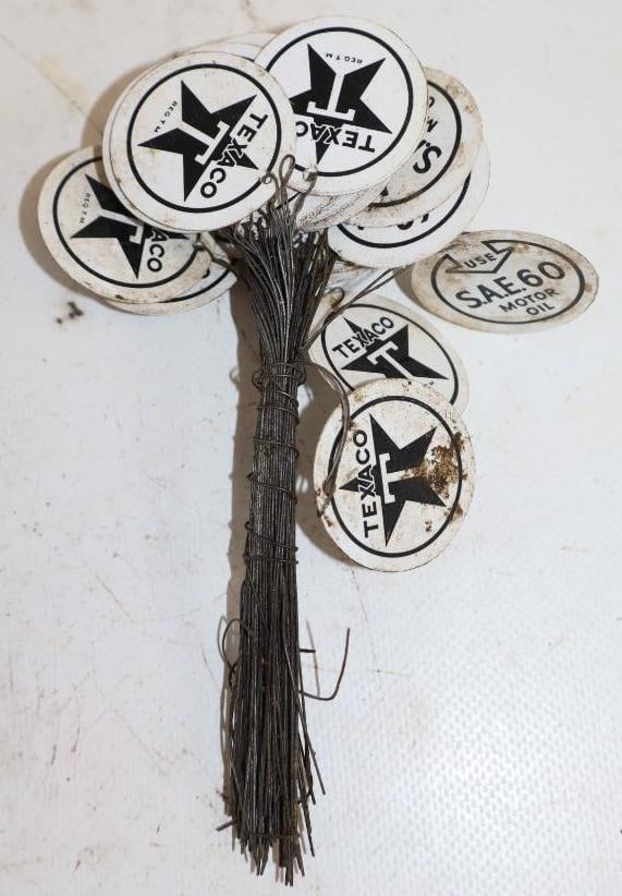 Group of 48 Texaco Motor Oil Identification Tags: 1.25" x 1.25" each